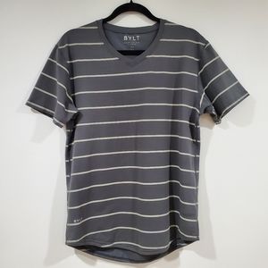 Bylt Drop Cut Lux V-neck Striped Shirt Men's Size M